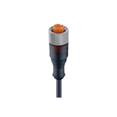 M12 A-code vrouwelijk transparante behuizing PUR zwart 3-Wire
